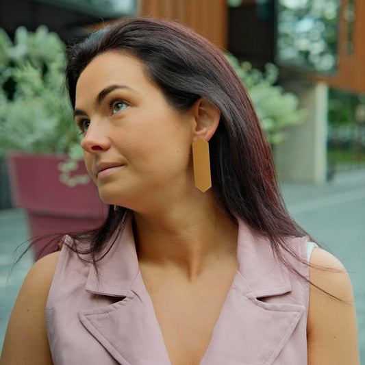 LEATHER EARRINGS JOHANNA - BEIGE