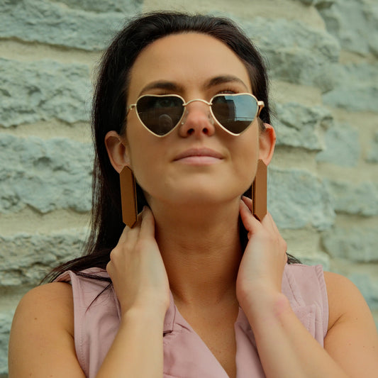 LEATHER EARRINGS JOHANNA - BROWN