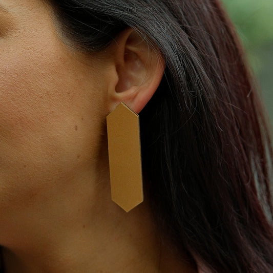 LEATHER EARRINGS JOHANNA - BEIGE
