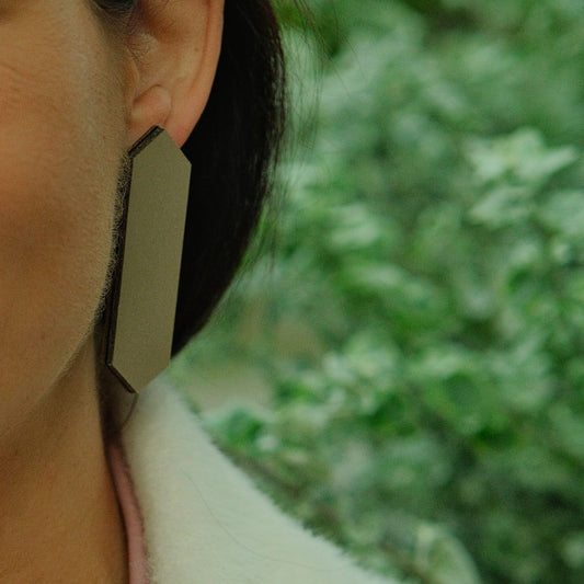 LEATHER EARRINGS JOHANNA - GREY