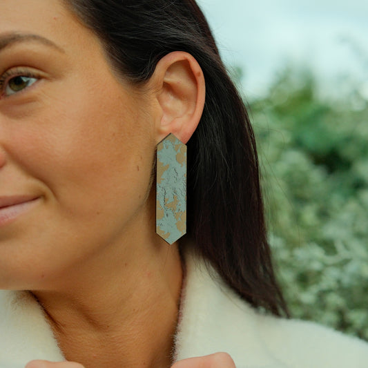 LEATHER EARRINGS JOHANNA -GREY AND SILVER