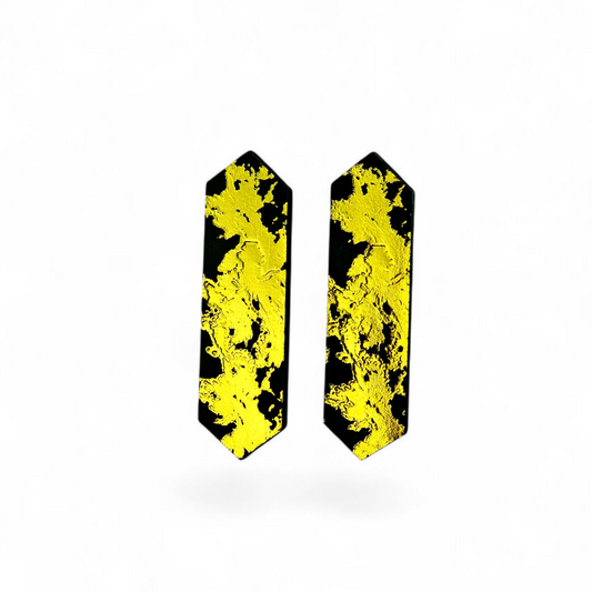 LEATHER EARRINGS JOHANNA - BLACK AND GOLD