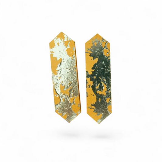 LEATHER EARRINGS JOHANNA - BEIGE AND SILVER
